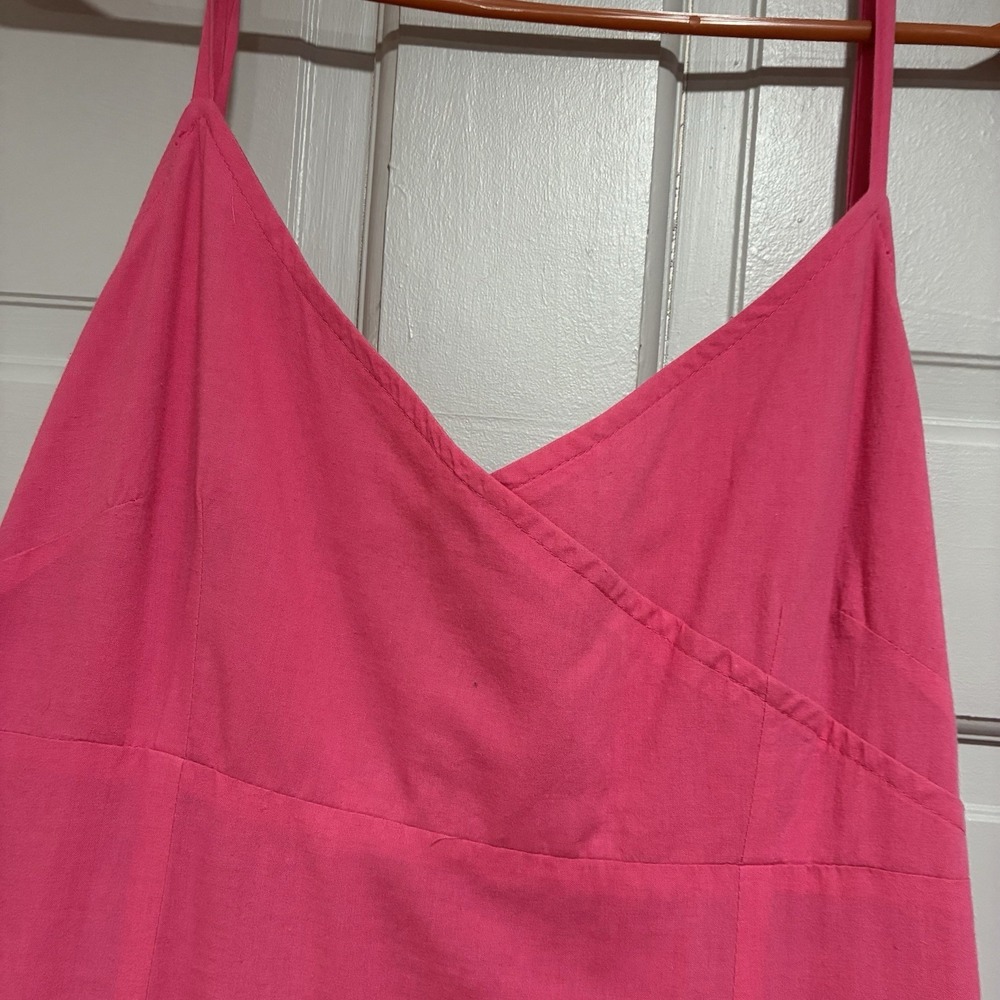 Camaieu Women Dress Size 10 Pink Layered V-neck Spaghetti Strap Tiered Midi - Picture 4 of 12